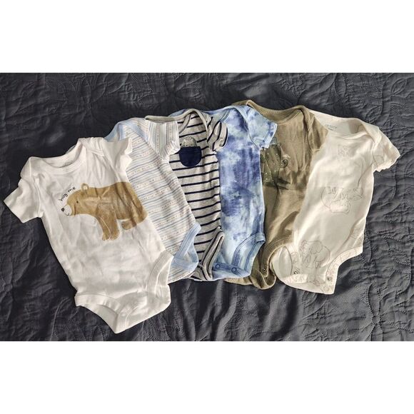 Baby Boy Bodysuit Bundle 0-3 Months (6 Pack) Carter’s & Vitamins Baby - Picture 1 of 4